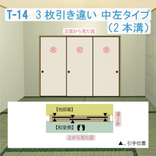 引き戸の間取り(3枚引き違い)